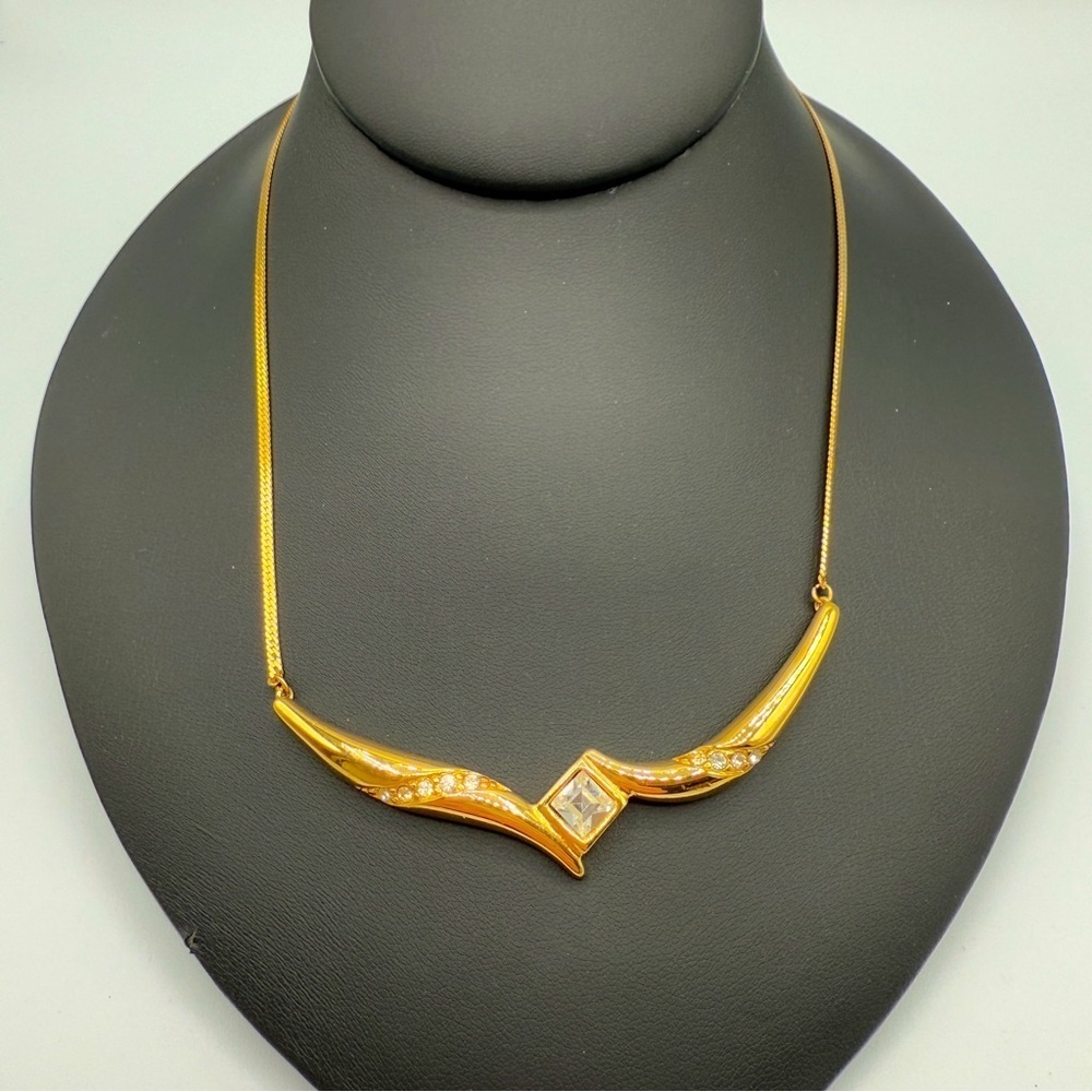 Signed Monet Vintage High-End Asymmetrical Necklace with Geometric Design